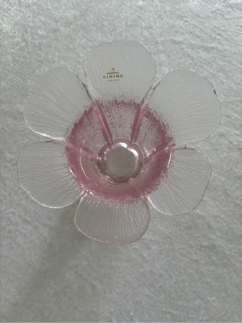 Vintage Viking Pink Glass Flower Bowl - Decorative Home Accent